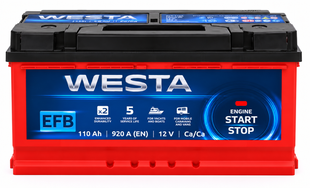 Автомобільний акумулятор WESTA EFB Start-Stop 110 Ah 920 A R+ (правий плюс) WEFB110 904556 фото