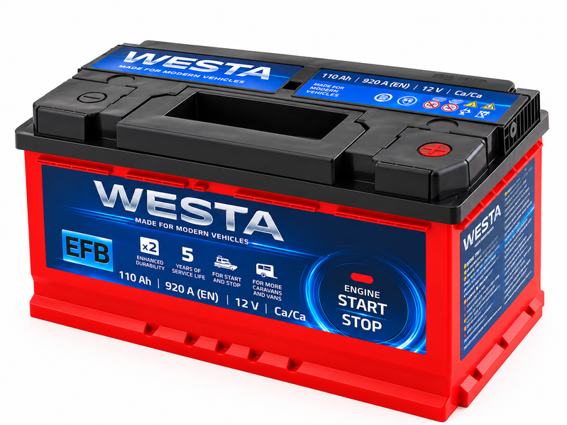 Автомобільний акумулятор WESTA EFB Start-Stop 110 Ah 920 A R+ (правий плюс) WEFB110 904556 фото