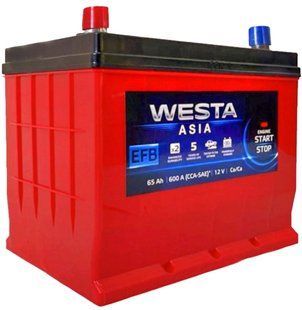 Автомобільний акумулятор WESTA ASIA (JIS) 65 Ah / 600 A EFB Start-Stop R (0) (-/+) (232x175x220) WAEFB650 905644 фото