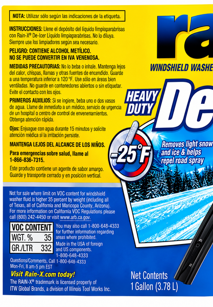 Омивач скла RAIN-X De-Icer зимовий &minus;32 &deg;C 3,78 л (антилід) 901402 фото