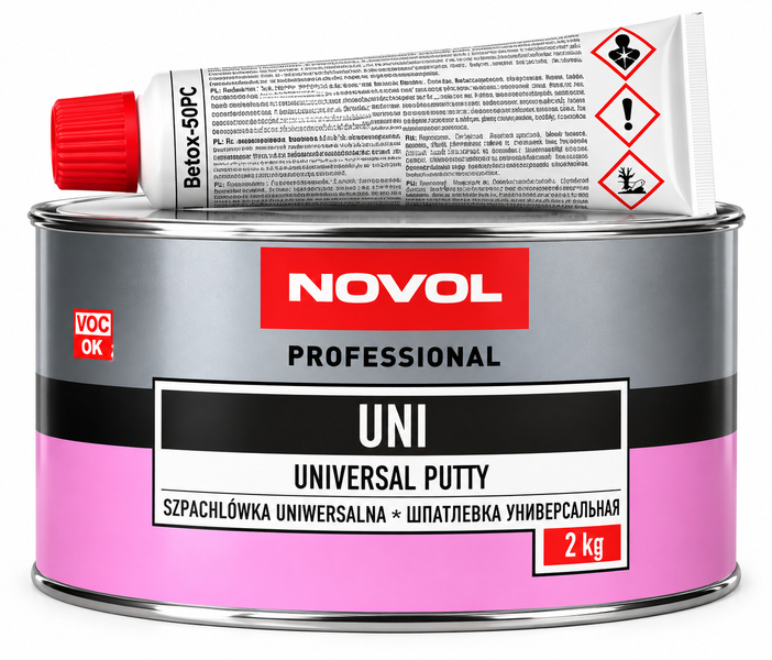 Автомобільна шпаклівка NOVOL UNI універсальна 2 кг з затверджувачем (1105) 901272 фото